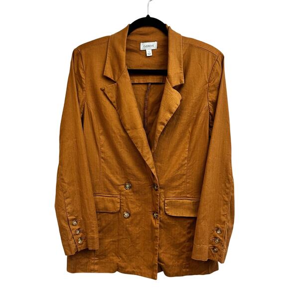 Evereve Tops - Evereve Double Breasted Linen Blend Blazer Burnt Orange Women's Small Business